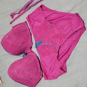 Adore Me Pink and Blue Lingerie Set